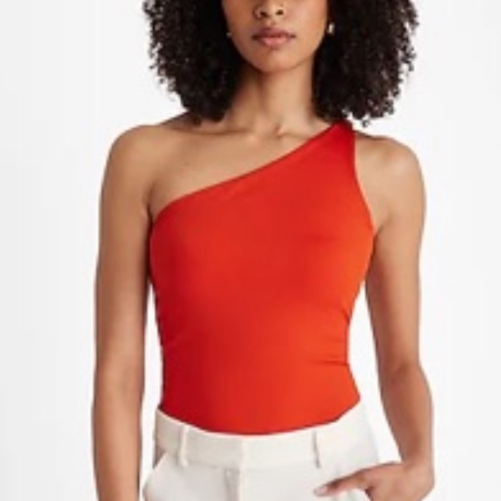 🐦‍🔥NWT EXPRESS WOMENS SIZE SMALL ORANGE ONE SHOULDER BODYSUIT
